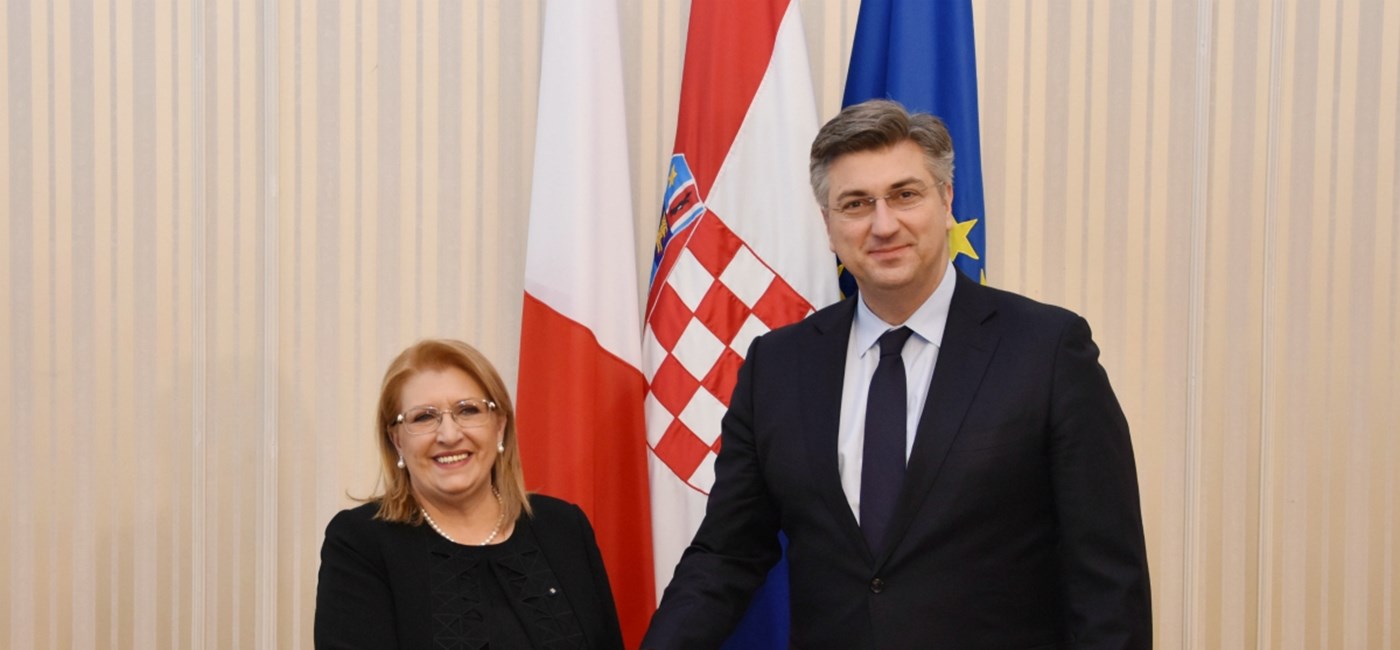 Predsjednik Vlade Andrej Plenković s predsjednicom Republike Malte Preca  